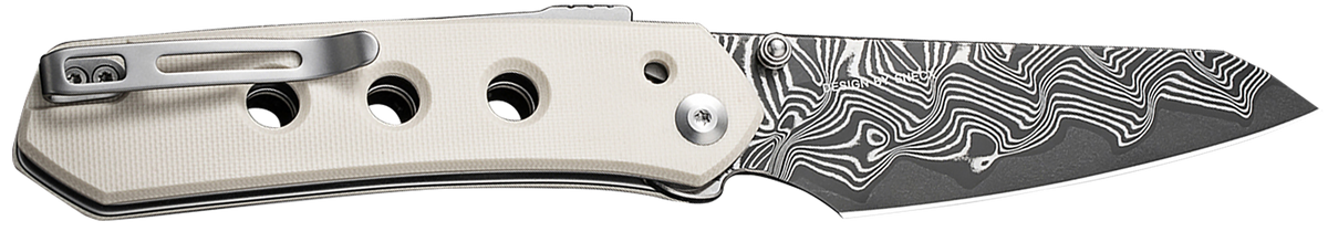Civivi Knives Vision FG 3.54" Folding Reverse Tanto Plain Damascus Blade - Ivory G10 Handle — view 2