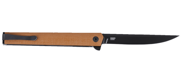 Columbia River CRKT 7097DKC CEO Flipper 3.35" Folding Plain Black EDP AUS-8A Desert Tan GRN Knife — view 2