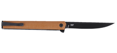 Columbia River CRKT 7097DKC CEO Flipper 3.35" Folding Plain Black EDP AUS-8A Desert Tan GRN Knife — view 2