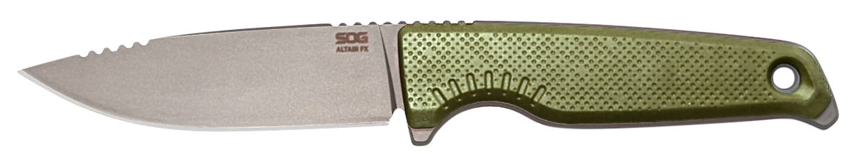 S.O.G Altair FX 3.40" Fixed Drop Point Plain Satin TiNi Cryo CPM 154 SS Field Green GRN Handle — view 2
