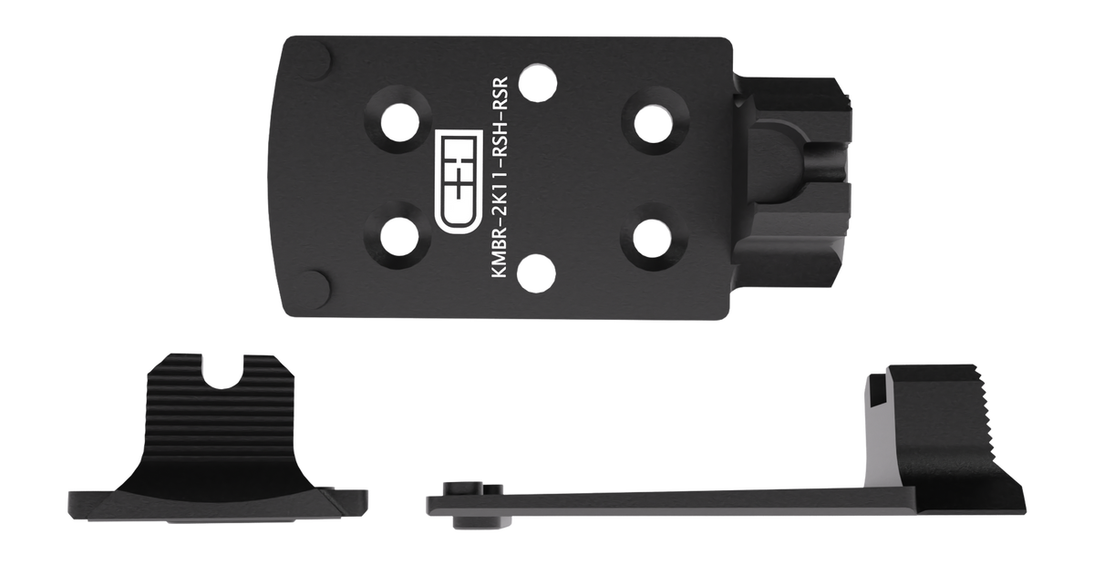 C&H Precision KMBR-2K11-RSH-RSR Kimber 2K11 Optic Adapter Plate w/ Rear Sight - Trijicon RMR/SRO/Holosun - Black Anodized Aluminum — view 2