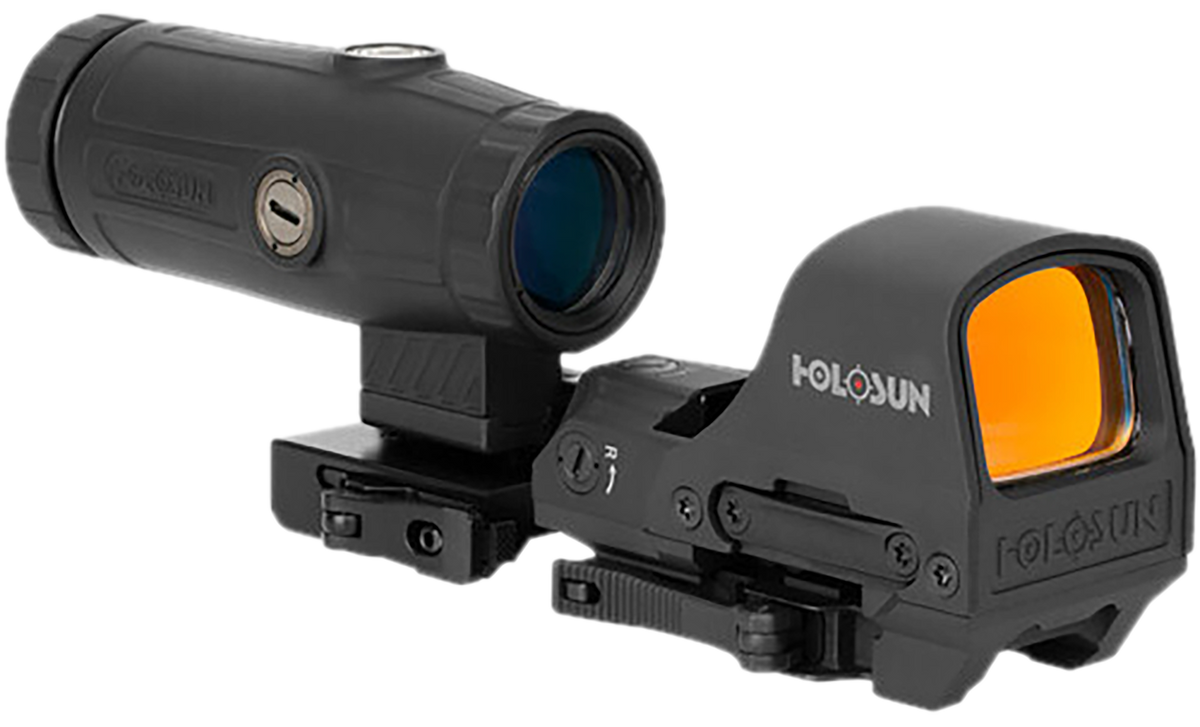 Holosun HE510C-GR/HM3X 1x/3x 0.91x1.26" 2 MOA Green Dot/65 MOA Green Circle Reflex Sight w/3x Magnifier Combo - Black Anodized — view 2