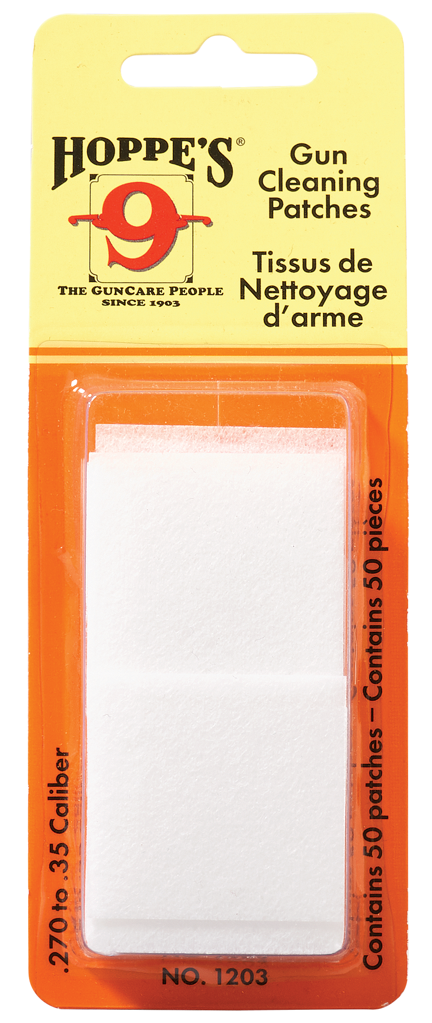 Hoppes 1203 #3 Gun Cleaning Patches 270-35 Cal Synthetic 50 Pack — view 2