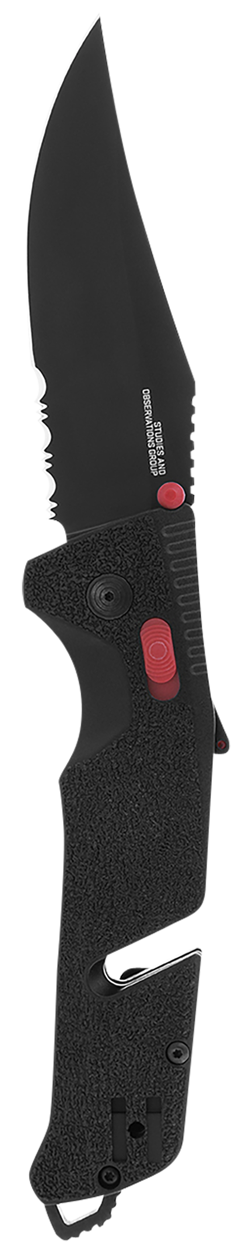 S.O.G Trident AT 3.70" Folding Clip Point Part Serrated Cryo D2 Steel Black TiNi GRN Handle — view 2