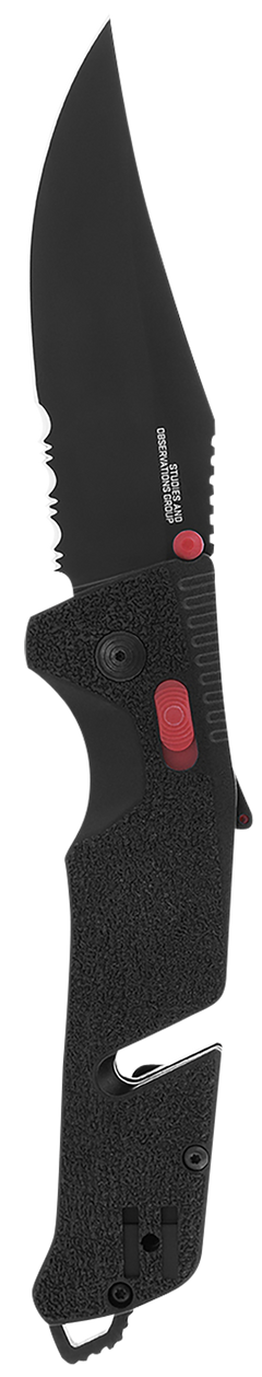 S.O.G Trident AT 3.70" Folding Clip Point Part Serrated Cryo D2 Steel Black TiNi GRN Handle — view 2