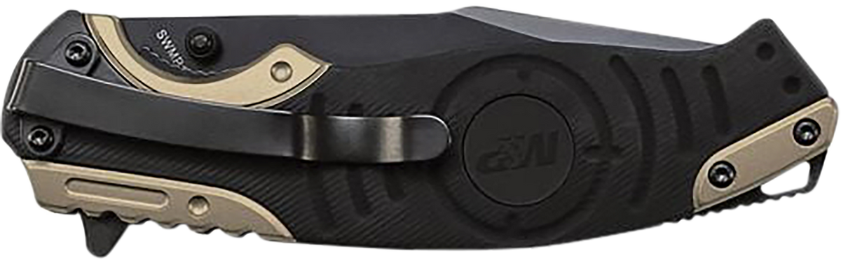 Smith & Wesson Knives M&P 3.50" Folding Drop Point Part Serrated 8Cr13MoV Stonewashed Black/Tan Aluminum — view 2