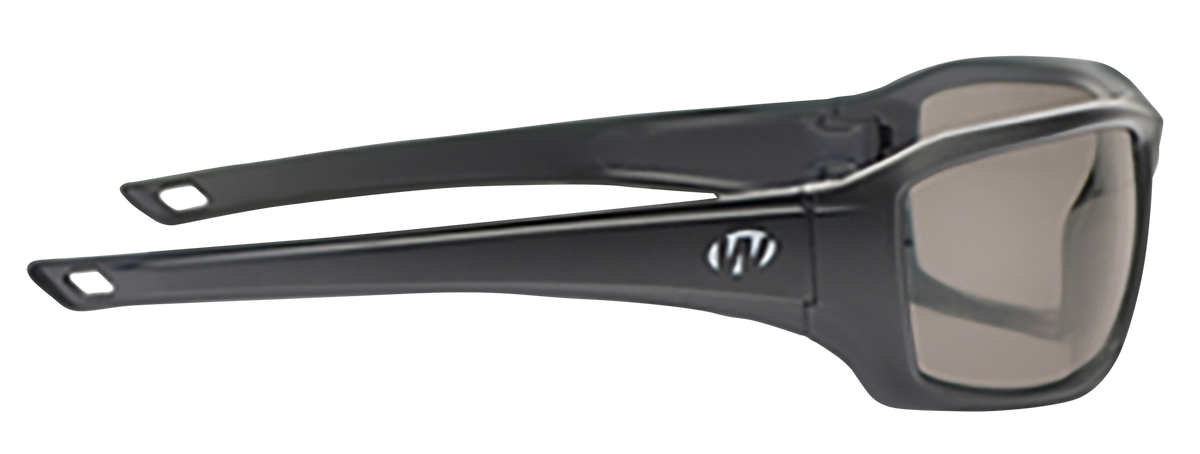Walkers Game Ear IKON Forge Ballistic Eyewear Smoke Gray Lens Matte Black Full Wraparound Frame — view 2