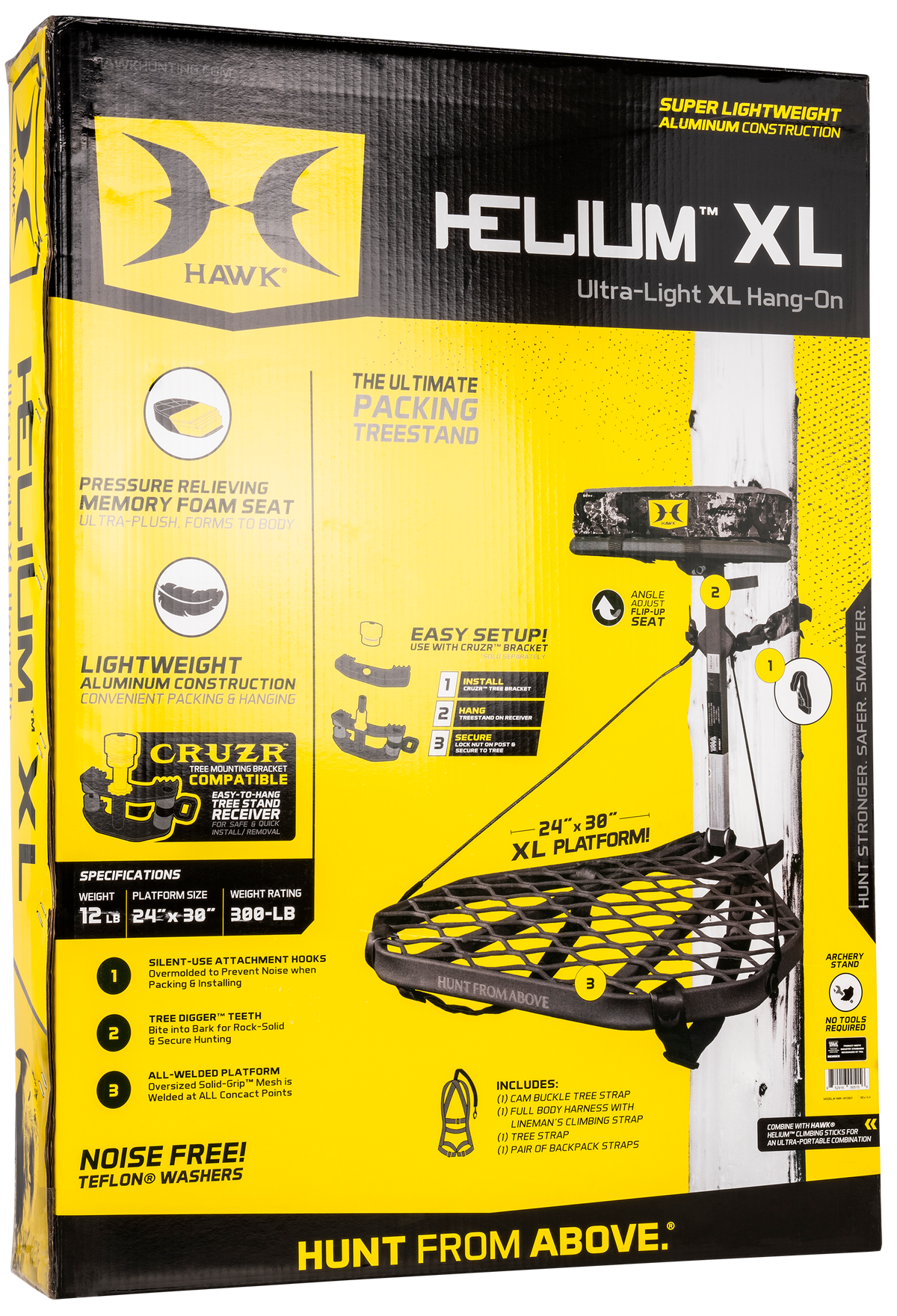 Hawk Helium XL Hang-On Treestand 24" x 30" Aluminum Gray Powder Coated - 300 lb Capacity — view 2