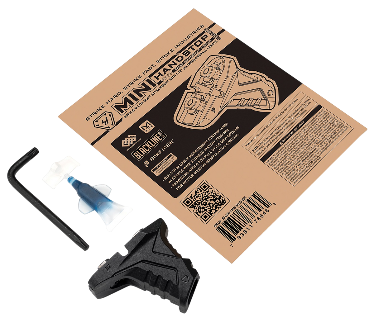 Strike Industries AR-CMS-MHS-BK Mini Handstop M-LOK Black Polymer — view 2