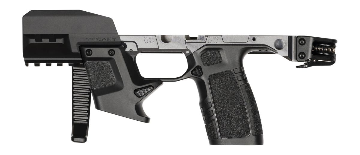 Tyrant CNC T.W.S. 365 Sig P365 Pistol Chassis - Gunmetal Aluminum/Polymer Folding Brace — view 2