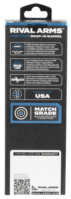 Rival Arms Precision V1 Match Grade 9mm Luger 3.41" Black PVD Stainless Steel Drop-In Barrel for Glock 43 — view 2