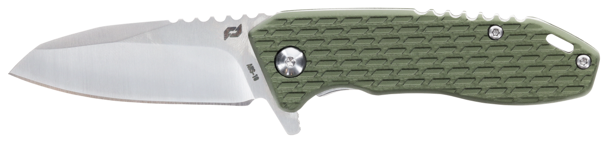 Schrade Tenacity Folding 2.5" Satin Modified Drop Point AUS-10A Part Serrated Green Aluminum — view 2