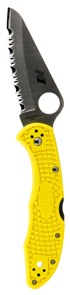 Spyderco Salt 2 Lightweight 3" H1 Steel Clip Point Serrated FRN Yellow Folding Knife — view 2