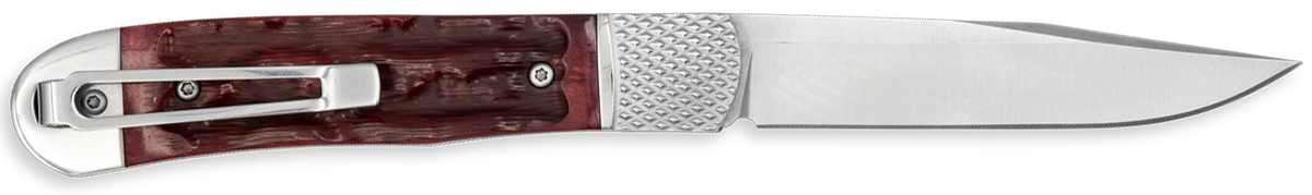 CobraTec Knives Trapper Hidden Release 3.12" D2 Steel Drop Point Satin Red Bone Automatic Knife — view 2