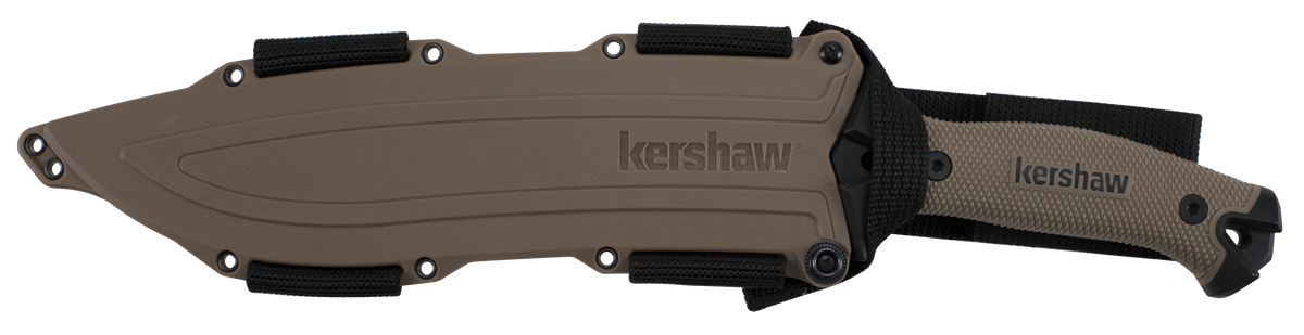 Kershaw Camp 10 10" Recurve 65Mn Carbon Steel Black Powder Coat Machete - Black/Tan GFN — view 2