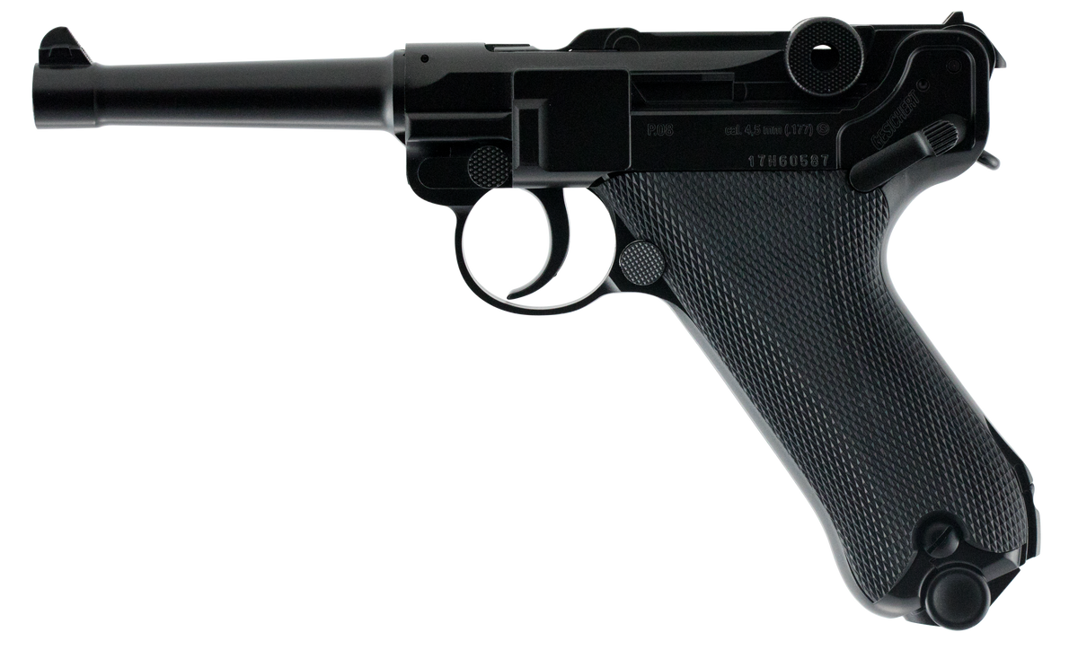RWS Umarex Legends P.08 .177 BB 4.60" 21+1 CO2 Air Pistol - Black Polymer Grips — view 2