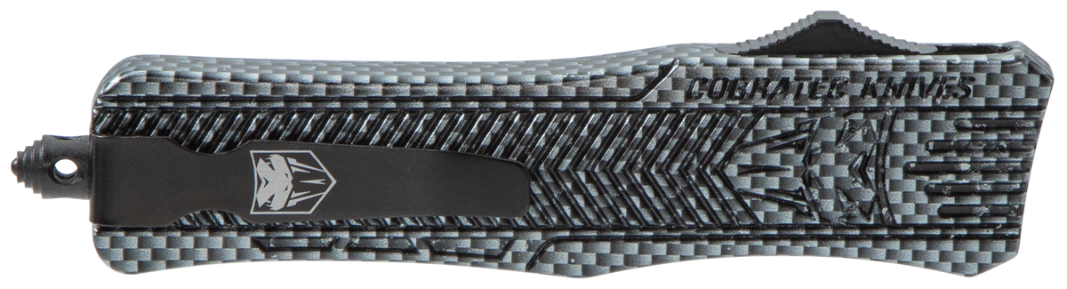 CobraTec CTK-1 Medium 3" OTF Drop Point Plain D2 Steel Carbon Fiber Aluminum Handle — view 2