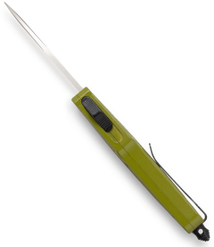 CobraTec Knives CTK-1 Small 2.75" OTF Drop Point Part Serrated D2 Steel OD Green Aluminum Handle — view 2