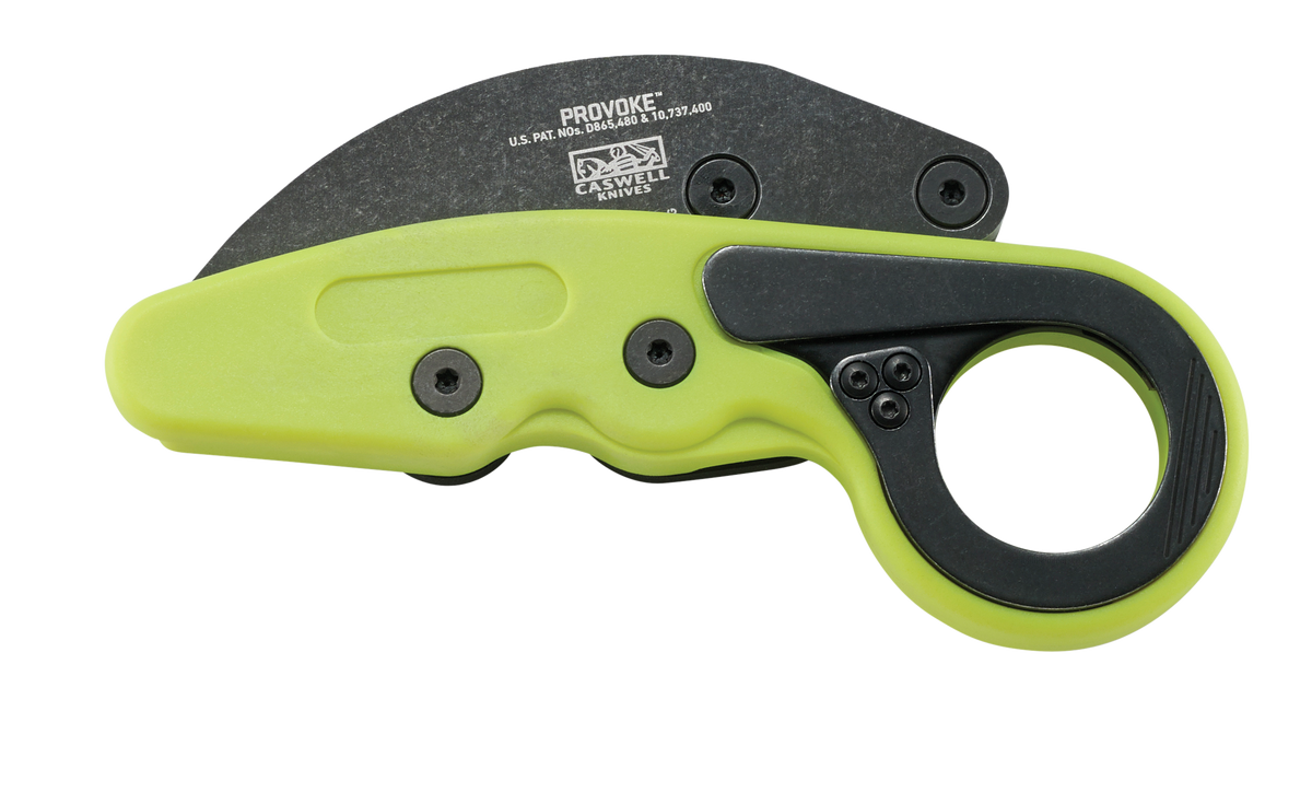 Columbia River Provoke Zap 2.47" Folding Hawkbill Plain 4116 SS Black Stonewash Green Grivory — view 2