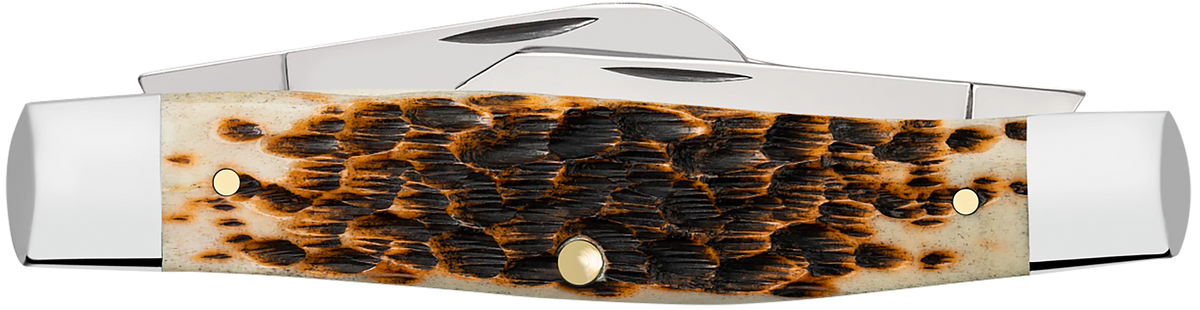 Case Stockman Large 3.30"/2.30"/2.20" Folding Clip Point/Pen/Sheepsfoot Knife - Amber Bone — view 2