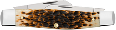 Case Stockman Large 3.30"/2.30"/2.20" Folding Clip Point/Pen/Sheepsfoot Knife - Amber Bone — view 2