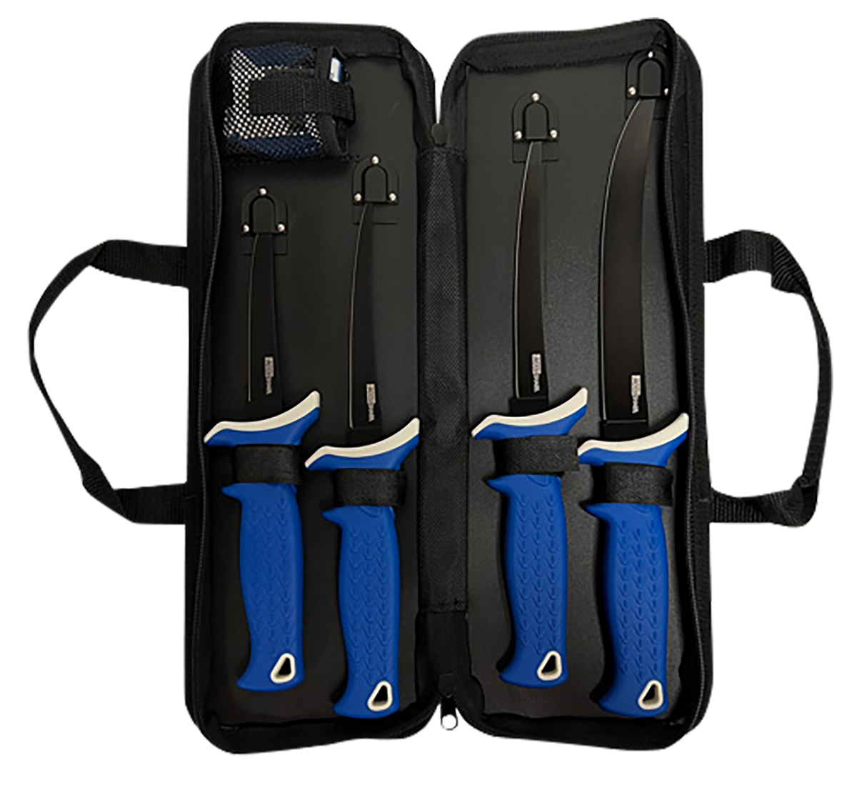 AccuSharp 737C 6-Piece Fillet Knife Kit 4.75/5.50/6.50/8" Fixed Plain Satin Stainless Steel Blue TPR - 2-Step Sharpener — view 2
