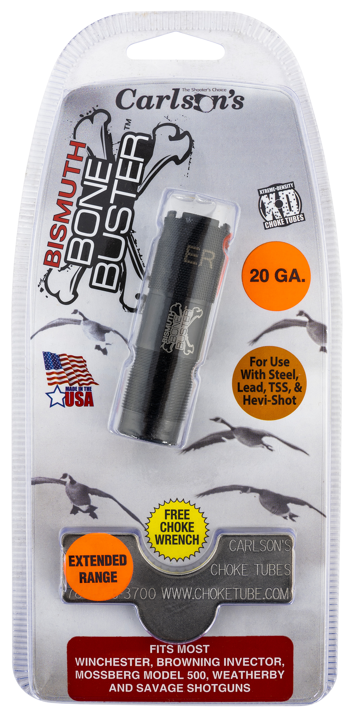 Carlsons Bismuth Bone Buster 20 Gauge Extended Range Winchester Invector 17-4 Stainless Choke Tube — view 2