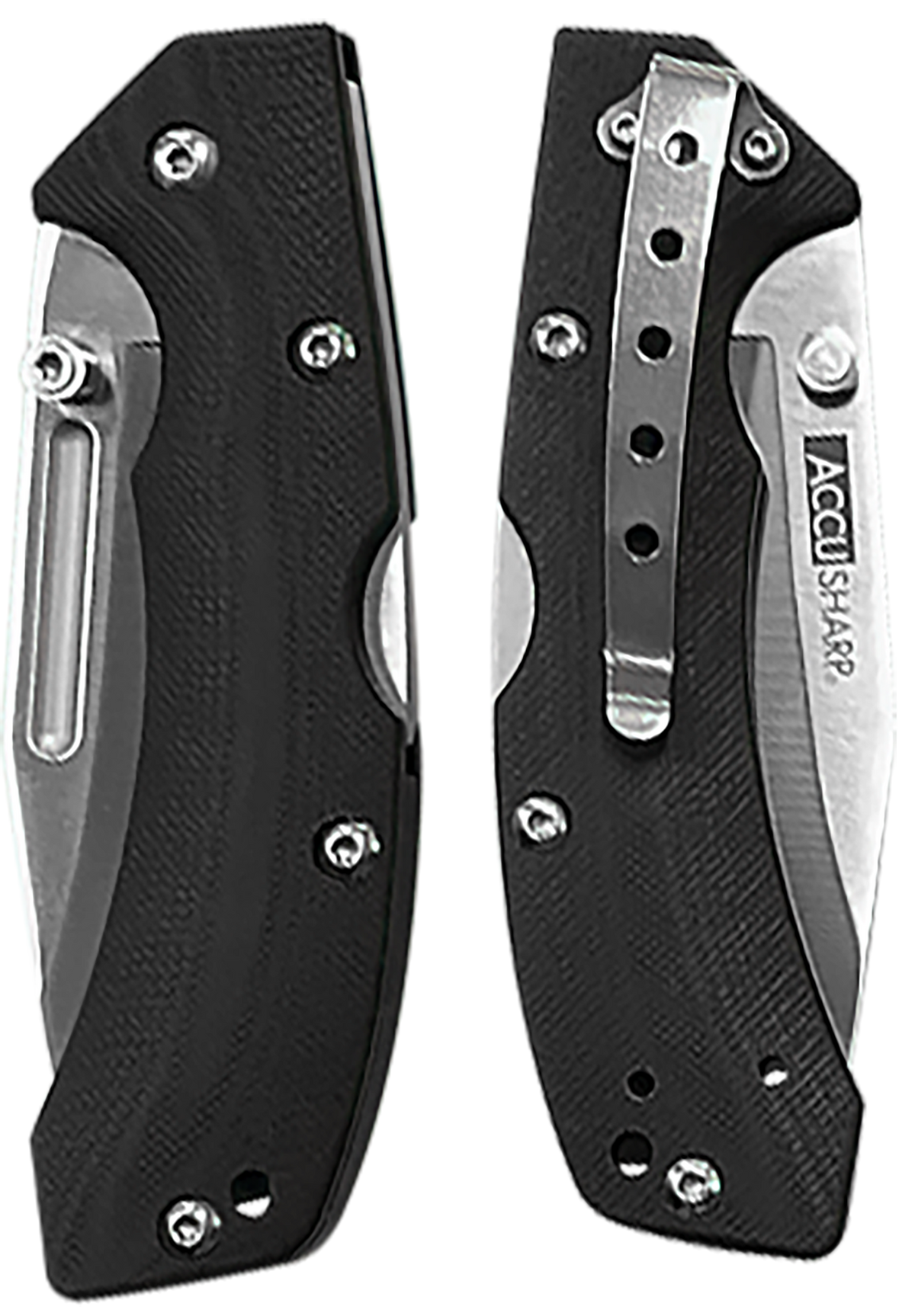 AccuSharp 711C Lockback 3" Folding Clip Point Plain Edge Stainless Steel Black FRN Handle — view 2