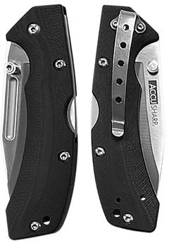 AccuSharp 711C Lockback 3" Folding Clip Point Plain Edge Stainless Steel Black FRN Handle — view 2