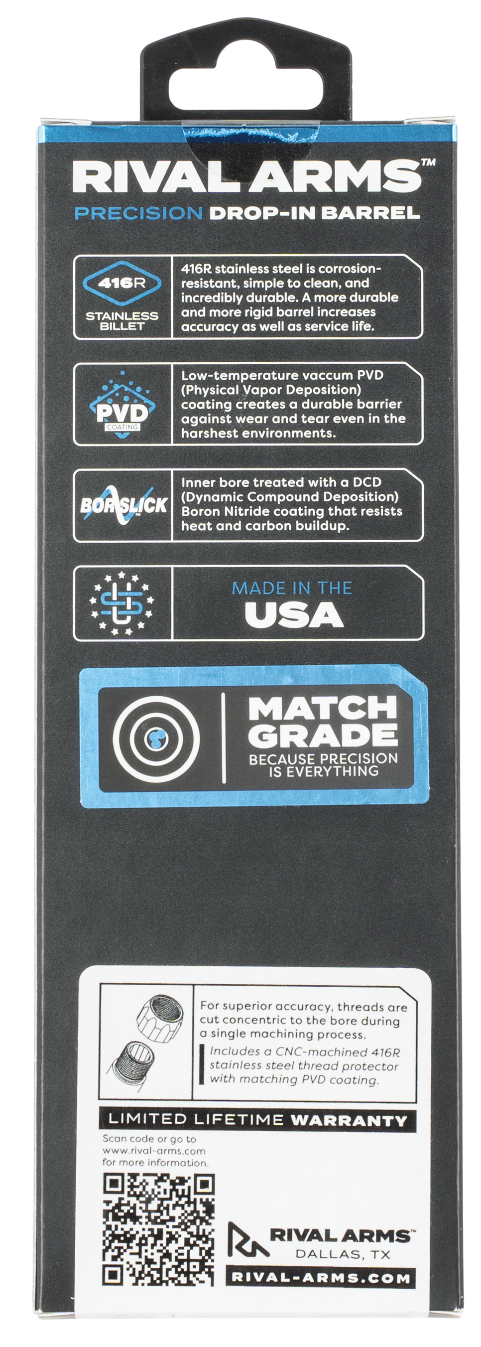 Rival Arms Precision V1 Match Grade 9mm Luger 4.49" Threaded Barrel for Glock 17 Gen5 - Black PVD — view 2