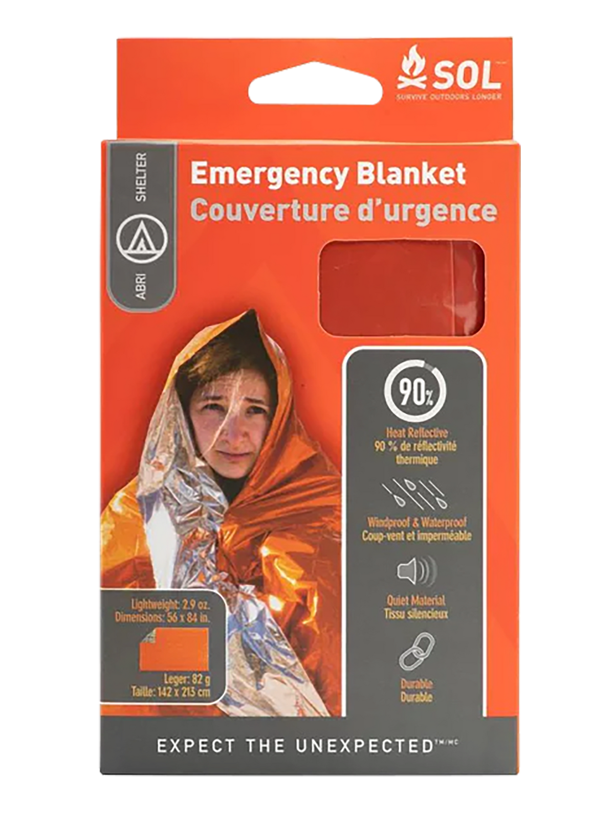 Survive Outdoors Longer SOL Emergency Blanket 56" x 84" 1-Person Orange - Metalized Polyethylene — view 2
