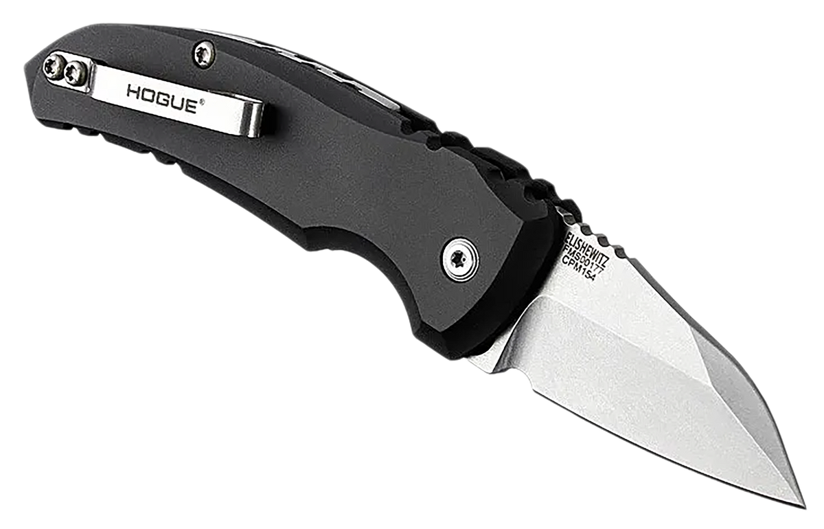 Hogue A01-Microswitch 1.95" Folding Automatic Drop Point 154CM Matte Black Aluminum — view 2