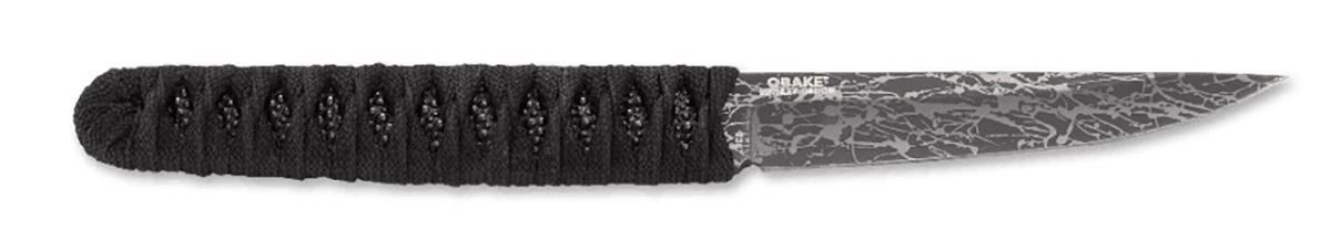 Columbia River Obake 3.64" Fixed Plain Acid Etched 8Cr14MoV Black Cord Wrapped Handle — view 2