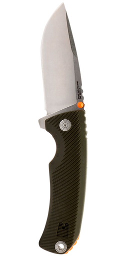 S.O.G Tellus FLK 3.65" Folding Clip Point Plain Stonewashed Cryo 440C SS Blade - Olive Drab Textured GRN Handle — view 2