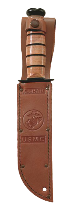 Ka-Bar 1218 USMC Fight/Utility 7" Clip Point Part Serrated 1095 Cro-Van Brown Leather Handle Fixed — view 2