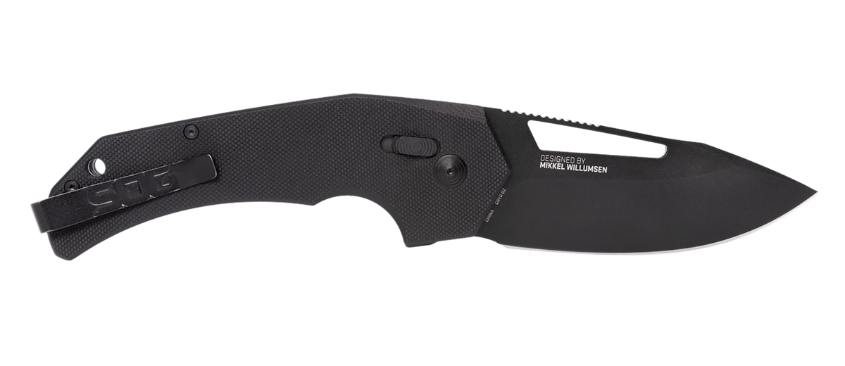 S.O.G Prohen XR 3.35" Folding Drop Point Plain Black TiNi Cryo D2 Blade G10 Handle — view 2