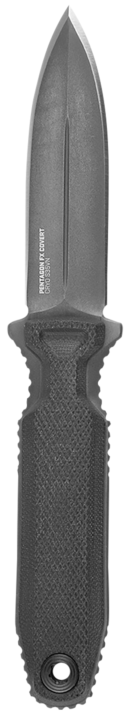 S.O.G Pentagon FX Covert 3.41" Fixed Spear Point Plain Black TiNi CPM S35VN Blade G10 Blackout Handle — view 2