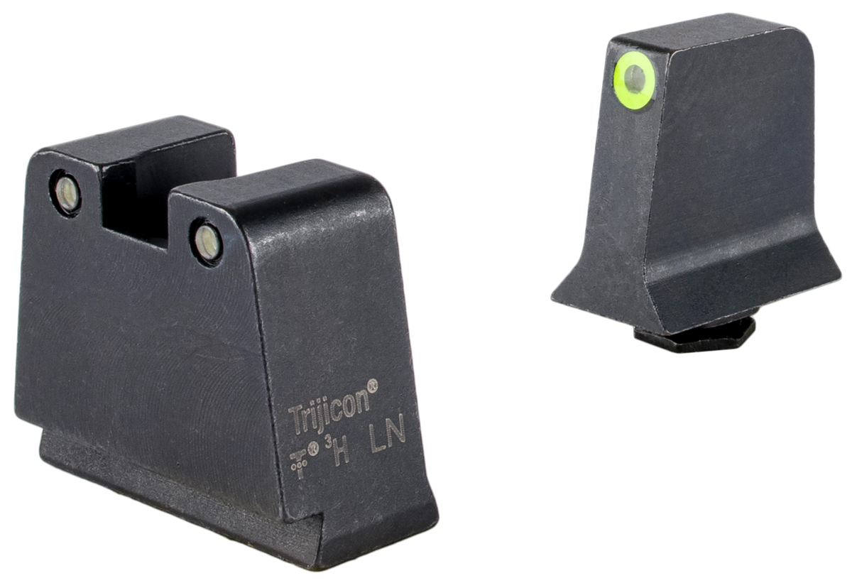 Trijicon GL243 Suppressor/Optic Height Night Sight Set Green Tritium Yellow Outline Front / Green Tritium Black Outline Rear - Glock 42/43/43X/43E/48 Slim Frame — view 2