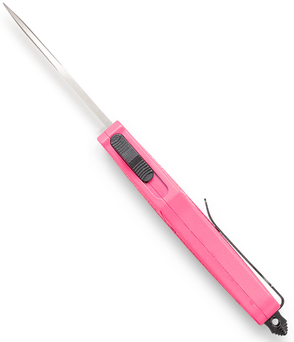 CobraTec Knives CTK-1 Small 2.75" OTF Tanto Plain D2 Steel Pink Aluminum Handle — view 2