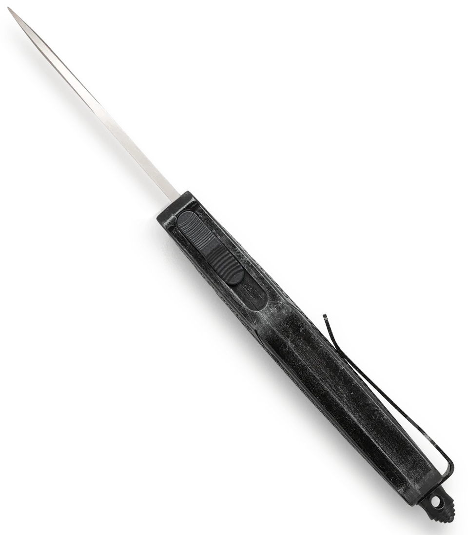 CobraTec Knives CTK-1 Small 2.75" OTF Drop Point Part Serrated D2 Steel Blade Black Stonewashed Aluminum Handle — view 2