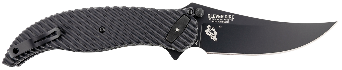 Columbia River 2640 Clever Girl 4.1" Folding Plain D2 Black Powder Coat G10 Handle Knife — view 2