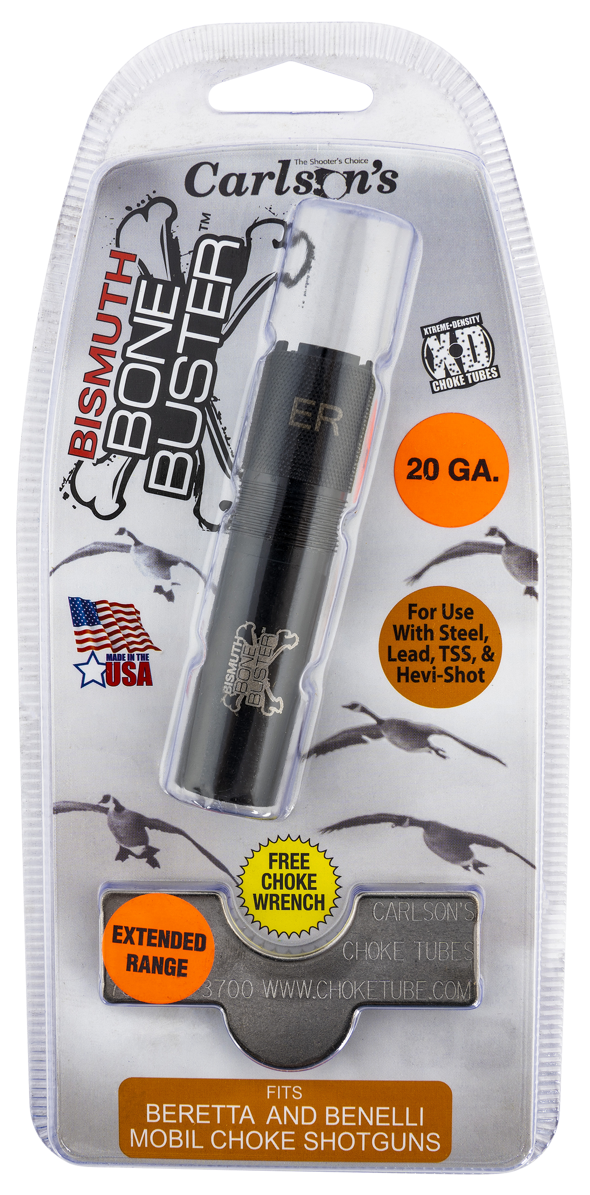 Carlsons Bismuth Bone Buster 20 Gauge Extended Range Choke Tube - Beretta/Benelli MobilChoke — view 2