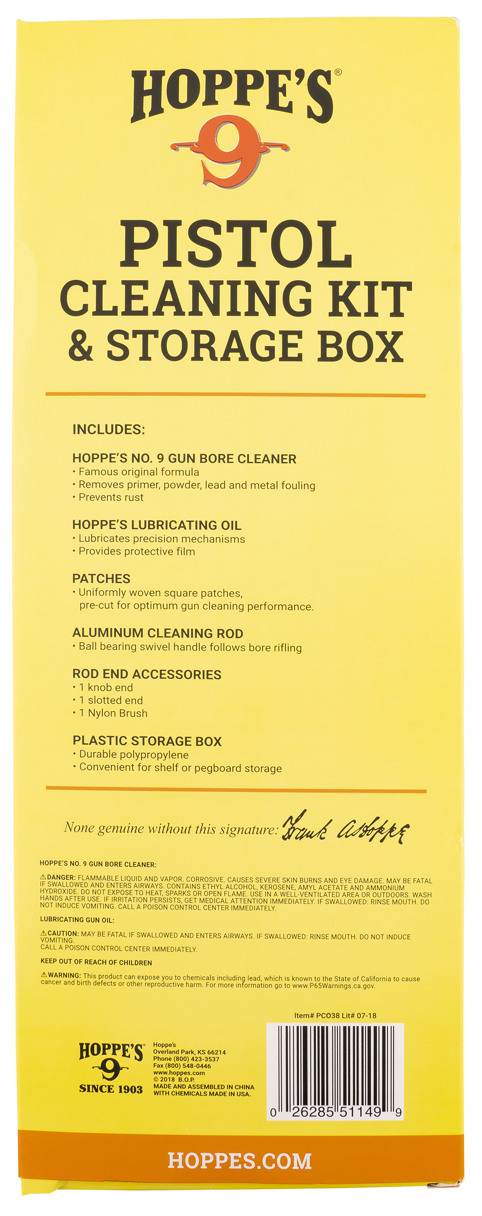 Hoppes PCO38 Pistol Cleaning Kit .38/.357/9mm Cal with Storage Box — view 2