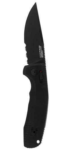 SOG SOG-TAC AU 3.43" Automatic Folding Part Serrated D2 Steel Blade Black Anodized Aluminum Handle — view 2