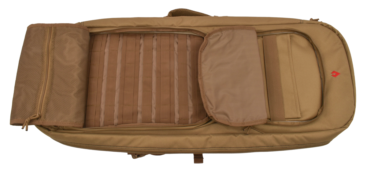 Advance Warrior Solutions Frame 28" Tan 600D Polyester Tactical Rifle Backpack - MOLLE Front — view 2