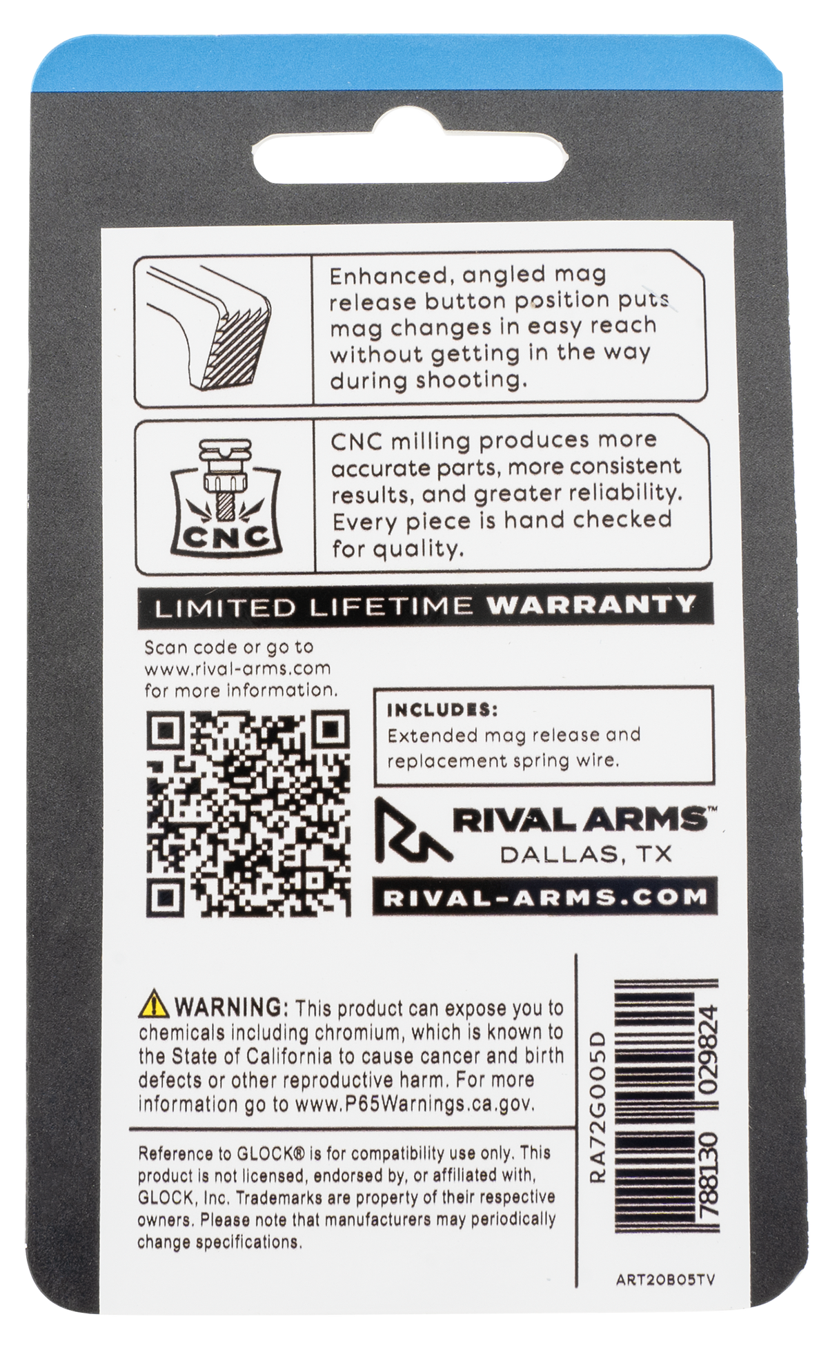 Rival Arms RA72S001D Extended Magazine Release Dark Gray Aluminum for Sig P320 — view 2