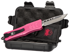 CobraTec Knives CTK-1 Small 2.75" OTF Drop Point Plain D2 Steel Pink Aluminum Handle — view 2