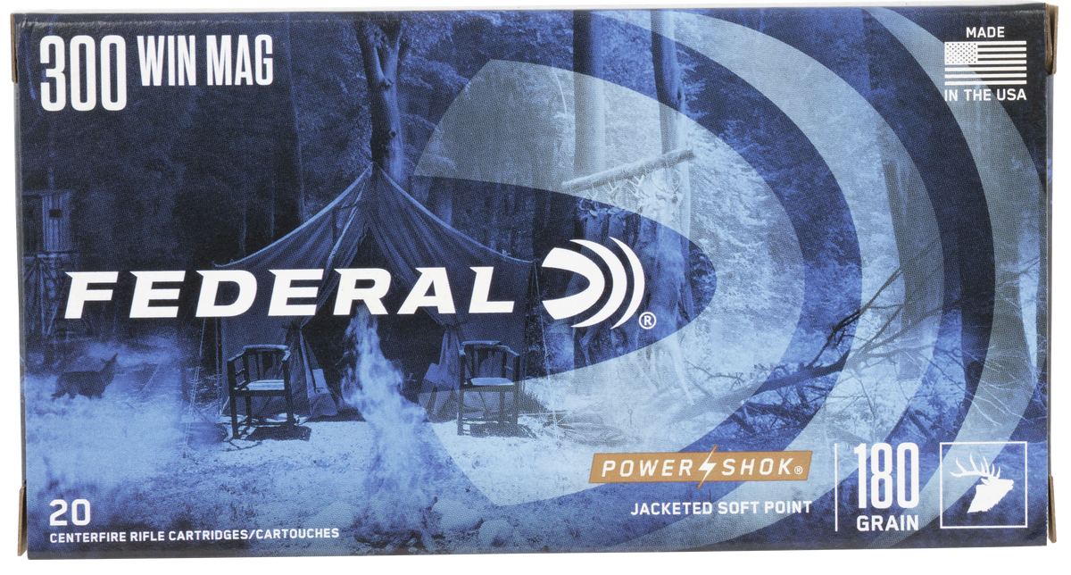 Federal 300WBS Power-Shok  300WinMag 180gr Jacketed Soft Point 20 Per Box/10 Case — view 2