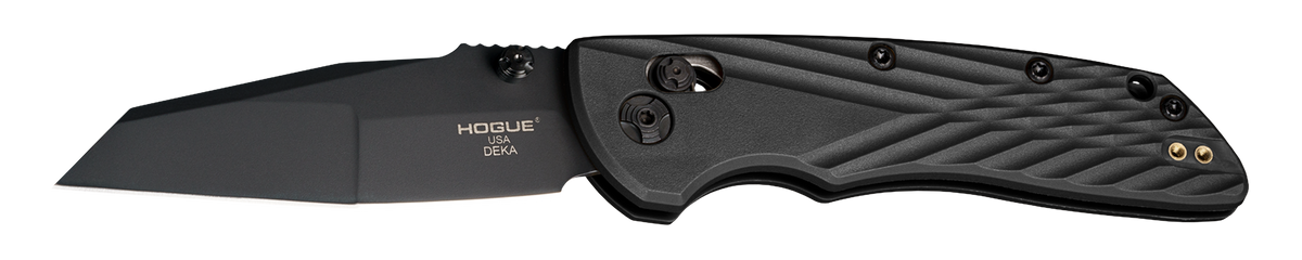 Hogue Deka 3.25" Folding Wharncliffe Plain CPM MagnaCut Black Cerakote Black GRN Handle — view 2