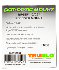 TruGlo TG8955RU2 Red Dot Sight Mount Ruger 10/22 1-Piece Steel RMR Footprint — view 2